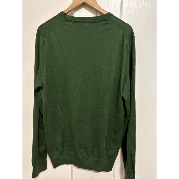 Banana Republic Men's Large Hunter Green V Neck Sweater Silk Cotton Luxury Blend - Picture 3 of 5
